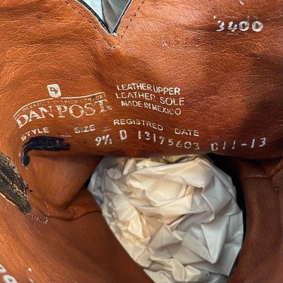 DAN POST Men's Snakeskin Leather Cowboy Boots Sz 9.5 Country Distressed Workwear - Picture 4 of 8